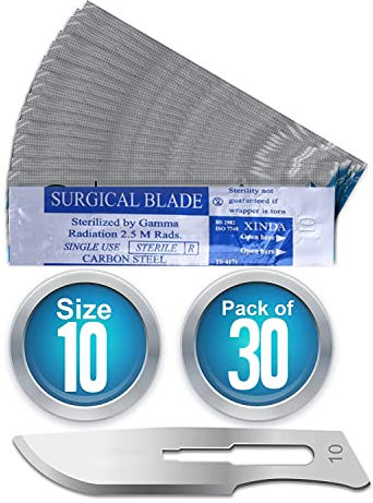 set de 30 lames de bistouri no. 10 - lame en acier au carbone stérile et - pour la figure no. 3 manche de bistouri