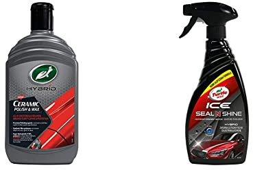 Turtle Wax 53341 Hybrid Solutions Ceramic Polish & Wax 500ml - All In One Scratch & 53139 Hybrid Sealant Spray Wax Hydrophobic Fused With Carnauba