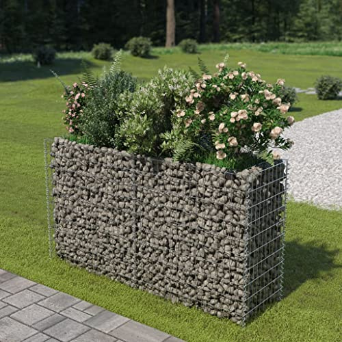 FIRBNUS 180x50x100 cm Fioriere Rialzate Gabbioni Metallici Recinzione Giardino Metallo Resistente Ruggine Fioriera a Gabbione Alta Capacità di Carico 1400 kg/m³ in Acciaio Zincato