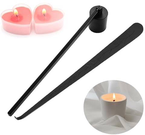 TRKETK 2 Pezzi Kit Estintore Accessori Candela, Set di Spegni Candela per Casa Wick Dipper Spegnicandela per La Cura delle Candele in Acciaio Inossidabile per Gli Amanti delle Candele (Nero)