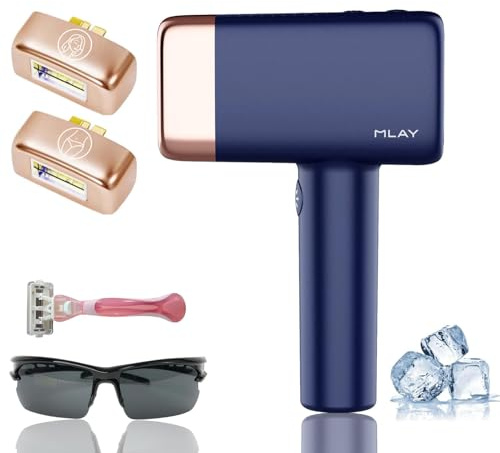 MLAY T14A Hair Removal Device, 0.5s/flash, 20J High Energy IPL Hair Removal Device with ice-Cooling System, 5 Energy Levels, Hair Removal Device Can Be Used All Over the Body +1*bikini HR + 1* Face HR