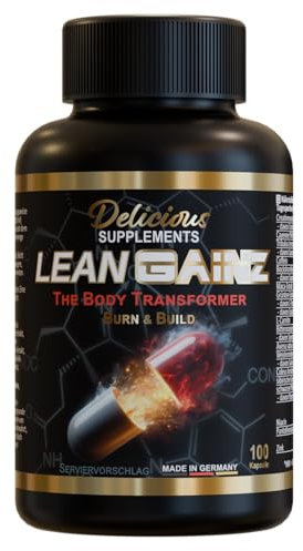 Lean Gainz - Koffein Kapseln mit 300 mg pro Portion - 100 Kapseln für 25 Tage - hochdosierte Koffeintabletten für Energie, Wachmacher, Pre Workout & Alltag - Delicious Supplements - Made in Germany