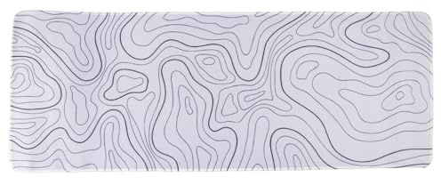 lachineuse XXL musmatta – topografisk karta – vit – 800 x 300 x 3 mm – original dekoration – halkfri och vattentät – dekoration – presentidé Japan Asien