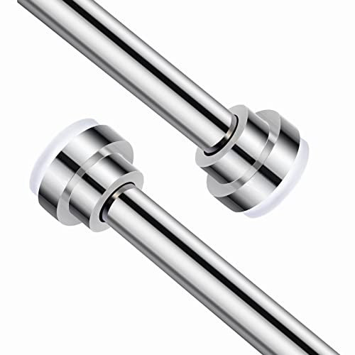 Metal Extendable Curtain Pole, No Drilling Wardrobe Hanging Clothes Rail, Multi-functional Telescopic Curtain Pole, Shower Curtain Rod, Silver, 1PC (65-100CM)