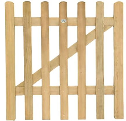 Round Top Outdoor Picket Garden Gates, Outdoor Gate for Garden, Wooden Picket Fence Panels Gate, Natural Wood 3ft Garden Gates, Pressure Treated Planed Timber Wide Outdoor Palisade (3x3ft)