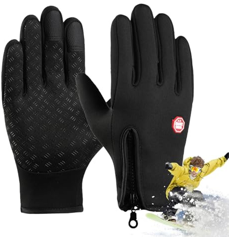 Guanti da corsa, guanti da sci da donna | guanti da ciclismo resistenti all'acqua con dita a schermo tattile, guanti caldi con cerniera, attrezzatura da ciclismo per donne e uomini