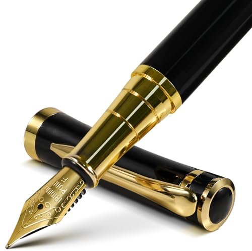 FINTANIX Fountain Pen with Fine Nib | Luxury Black Finish, Smooth Ink Flow, Complete Set with Ink Cartridges, Converter & Sleeve | Ideal for Professionals, Office, Journaling, and Gifts