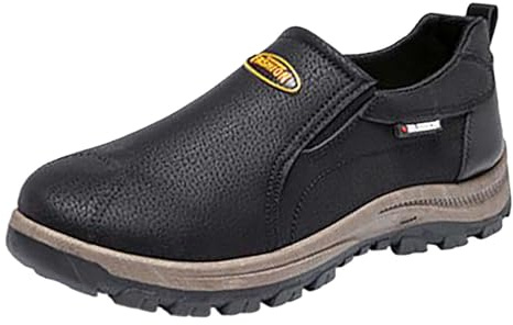 Generisch Chaussures de randonnée à semelle souple pour homme - Chaussures de trekking homme sans lacets - Chaussures de loisirs en cuir - Sneaker plates - Chaussures de sport slip-on - Chaussures de