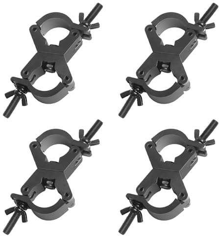 4Pack Stage Lighting Clamps for Truss Clamp for Lights, 29-35mm Swivel Double Coupler Clamps for Lighting Truss, Load 80kg Dual Swivel Scaffolding Clamp Hook for Scaffold