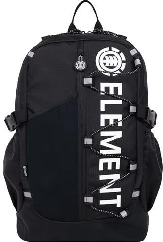 Concept One Element Backpack, Vertical Logo Skate Pack, Multi-Compartment Storage, Reflective Bungee Cord, Black