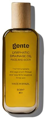 Gente Beauty Lymphatic Drainage Oil for Body & Face, Scented Skin Tightening & Sculpting Oil, Caffeine Body Oil for Circulation & De-Puffing, Bright Citrus & Soft Musk Massage Oil, 100ml