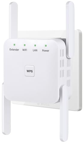 WLAN-Extender-Signalverstärker für bis zu 6.000 m² und 60 Geräte, WLAN Verstärker mit großer Reichweite und Ethernet-Anschluss, Zugangspunkt, 1-Tasten-Einrichtung