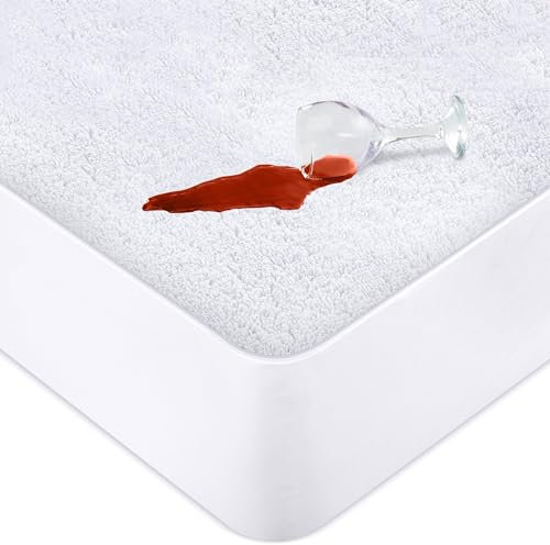 Utopia Bedding Waterproof Mattress Protector Double Bed 135 x 190 cm, Fits Up to 40 cm Deep Mattresses, Premium Terry Mattress Protector