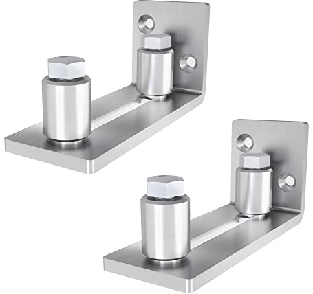JUBEST Barn Door Floor Guide - Stainless Steel Adjustable Roller Wall Mounted Floor Guide for Door Thick Up to 2 1/8 inches, Flush Bottom Design, Smoothly and Quietly,Set of 2