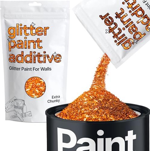 Hemway Copper Glitter Paint Additive Extra Chunky 100g for Adding Sparkle | for Paints & Varnish | Paint Walls Sparkly Add to Emulsion, Acrylic or Lacquer Indoor