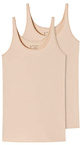 Schiesser Damen 2 Pack Trägertop Unterhemd Bio Baumwolle - 95/5 Organic Unterwäsche, Haut_174389, 40 EU