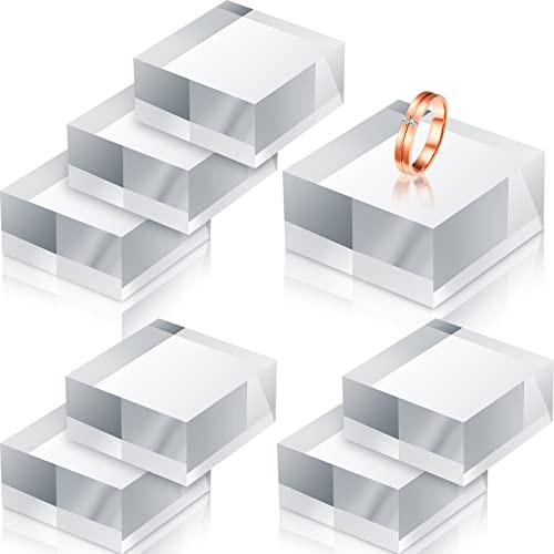 Remerry 8 Pieces Acrylic Display Block 2 x 2 x 1 Inch Clear Polished Acrylic Square Display Cube Block Stand Holder for Rings Jewelry Ornaments