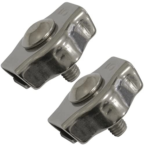 AERZETIX - C65278 - Juego de 2 Sujetacables simples planos para alambre Ø5mm 25x20mm - rosca M5mm - para plantas trepadoras, decoración - en acero inoxidable А4-AISI 316 - color plata