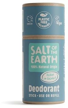 Salt of the Earth - Påfyllningsbar naturlig deodorant - hav och kokosnöt - aluminiumfri och vegansk - långvarigt skydd godkänt Leaping Bunny - tillverkad i Storbritannien för män