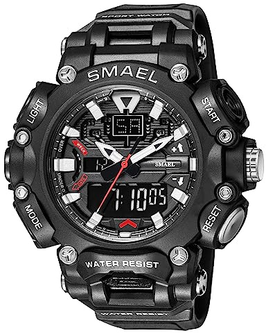 SMAEL 8053 Orologio sportivo digitale da uomo, con design elegante, funzioni multifunzionali e cronometraggio affidabile (nero), Nero , Moderno