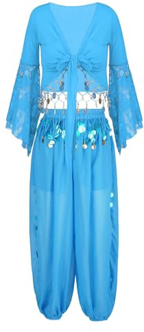 Zaldita Dam magdans kostym dans topp haremsbyxor med mössor danskostym set arabien 1001 natt cosplay maskerad utklädnad