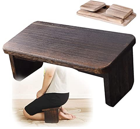 Tragbare Meditationsbank, Meditationshocker kniend mit klappbaren Beinscharnieren, Yoga-Bänke, ergonomischer Bambus-Holzstuhl, klappbarer Gebetssitz für tiefere Meditation (Farbe: Dunkelbrau