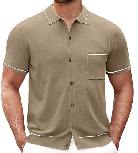 Polo de manga corta para hombre, polo de punto, informal, verano, golf, camisetas con botones para hombre, camisa de punto de manga corta, camisa de punto con botones, camisa retro de golf, camisa de
