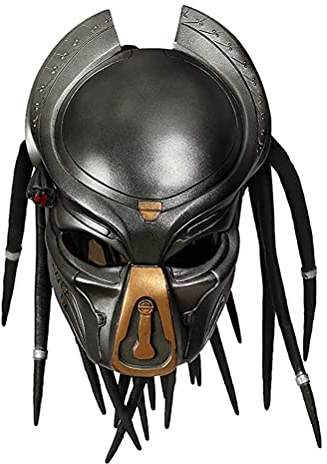 KENANLAN rovdjurshjälm mask, halloween maskeradhjälm, rovdjursmask med dreads hår kostym tillbehör naturlig latex heltäckande huvudskydd för halloween cosplay