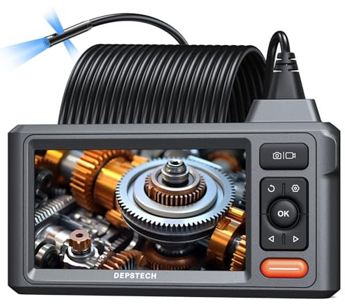 DEPSTECH 15M Triple Lens Endoscope Inspection Camera, 1080P HD Drain Pipe Borescope with Light, 5'' IPS Screen, IP67 Waterproof Sewer Snake Camera with 32G Card & Carry Case