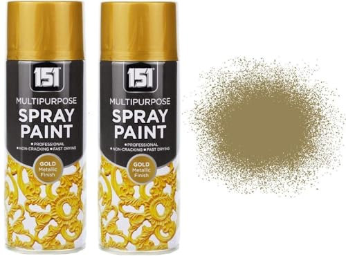 FERRIS | Metallic Gold Spray Paint (2 x 400ml) | Premium Gold Spray Paint for Metal, Wood, Plastic, Ceramics & Ornaments | Multi-Purpose Interior & Exterior Use | Fast Drying, Easy to Apply