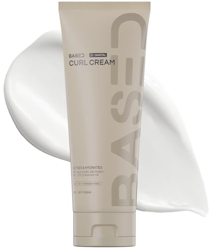 BASED Curl Cream for Men, Curl Defining Cream for Curly Hair, No Harsh Chemicals or Artificial Fragrance, Medium Hold, Hydrates & Nourishes with Agave, Silk Protein & Castor Oil, 8.5 oz (Pack of 1)
