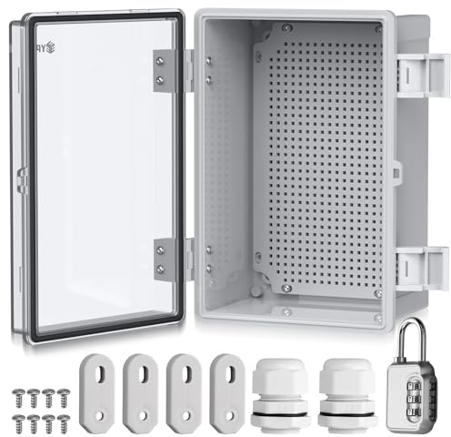 EYPINS Wasserdichter Verteilerkasten IP67, Anschlussdose Wasserdicht ABS Kunststoff Gehäuse außen Steckdosenkasten, Schaltkasten, Stromkasten mit Montagezubehör 30x20x16cm | Transparent Schaltschrank