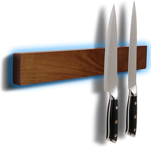 2026Updated Knife Magnetic Strip, 16” Magnetic Knife Holder for Wall, Knife Magnet, Magnetic Knife Strip, Magnetic Knife Holder for Fridge, Kitchen Essentials & Kitchen Organizer, Dark Acacia Wood