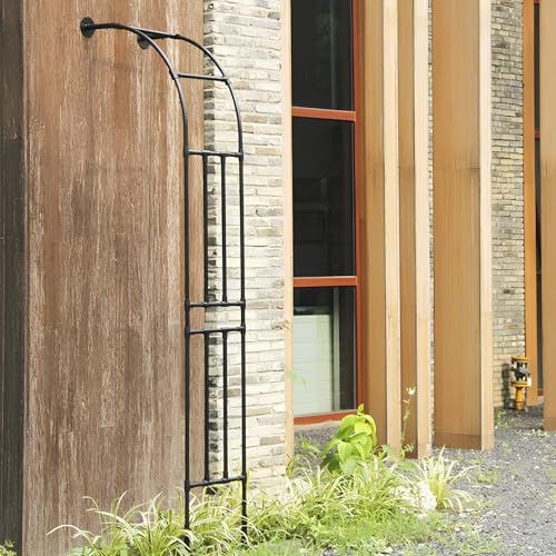 Arco de jardín con base, soporte de telón de fondo de fácil montaje, enrejado para plantas trepadoras, diseño de medio lado (2,4 x 2,40 m, perfecto para vides y flores