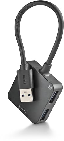 NGS IHUB 3.0 Tiny USB-hubb med 4 portar, kompakt och bärbar expander med upp till 5 Gbit/s överföring, kompatibel med USB 2.0/1.1, Plug & Play, utan extern ström