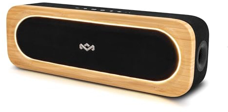 House of Marley Get Together 3 Portable Bluetooth Speaker - Sustainably Crafted 30W Wireless Speaker with 10H Battery Life, 3 EQ Sound Settings, AUX Input, LED Lighting & Auracast Pairing, Black