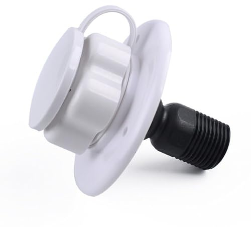 URPIZY Entrada de agua dulce para autocaravana con válvula antirretorno y brida, carcasa de plástico, filtro de acero inoxidable, conector de 19 mm para rosca BSP y G1/2, color blanco, aprox. 76,5 mm