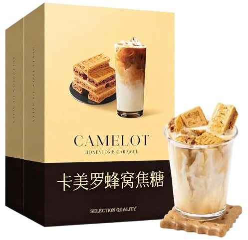 Dulce de Miel y Caramelo Panal de Abeja Postre Tradicional de Fiestas Decoración para Café Helado Snack Crujiente(80g*2)