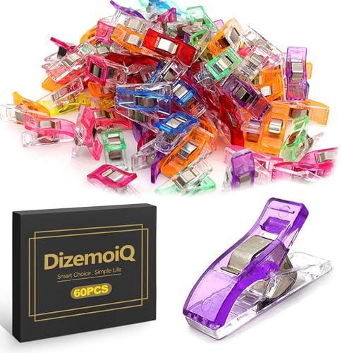 DizemoiQ 60 Stück Nähclips Stoffklammern für Nähen und Quilten Bunte Nähklammern mit Aufbewahrungsbox für Patchwork Basteln und Textilarbeiten Starker Halt statt Stecknadeln