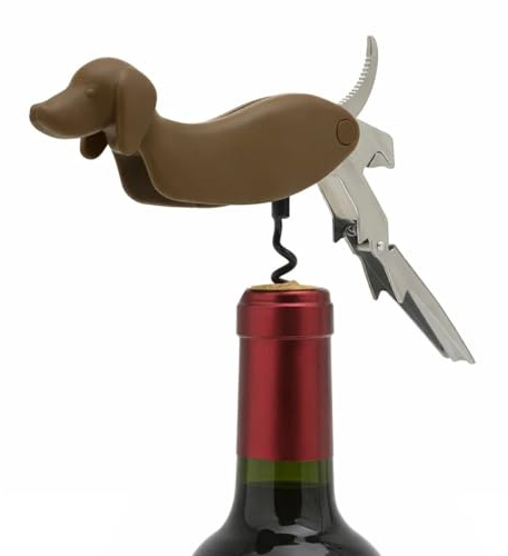 Bar Amigos Korv Hund Flasköppnare Servitörer Korkskruv Bartender Professionellt Verktyg Öl Röd Vit Vinflaskor Rostfritt Stål Silikon Handtag Nyhet Tax Weiner Tema Design 1 st