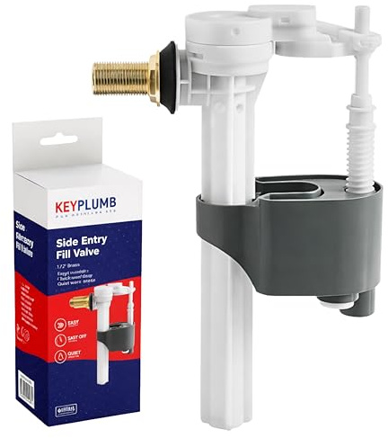 KeyPlumb Side Entry Toilet Fill Valve – 1/2” Brass Tail, Quiet Refill, Quick Shut-Off, WRAS Approved Inlet Valve for Cisterns, Easy Install & Durable