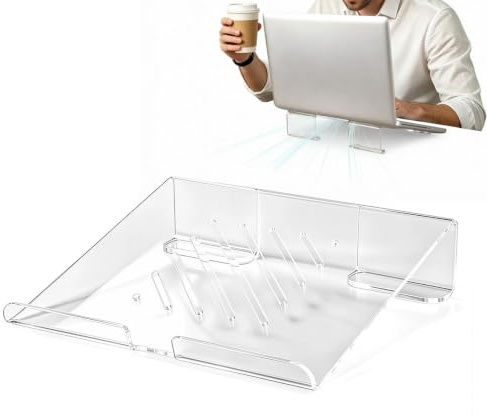 Clear Acrylic Laptop Stand Ergonomic Laptop Riser for 11-17 Inch Laptops | Stable Support, Ventilated Design, Raises Screen for Better , Fits Home, Office, Dorm, Study, Students & Professionals