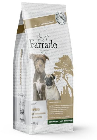 Farrado Pferd - Hundetrockenfutter für ausgewachsene Hunde Aller Rassen - getreidefrei, glutenfrei, zuckerfrei (12kg)