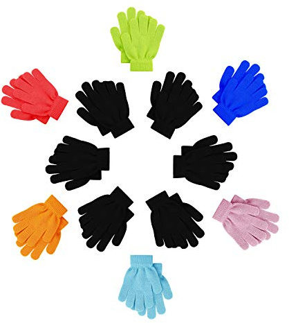 12 Pairs Kids Winter Gloves, Children Bulk Pack Fun Colorful Cute Magic Glove for Boys & Girls Assorted #1