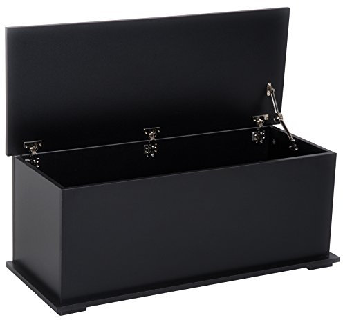 HOMCOM 113L Storage Chest, Storage Box with Flip-Top Lid and 2 Safety Hinges, Storage Trunk for Living Room, Entryway, 100 x 40 x 40 cm, Black