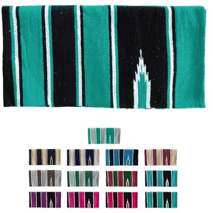 NETPROSHOP Navajo Westerndecke Baumwolle Sattelunterlage Satteldecke, Farbe:Tuerkis/Schwarz