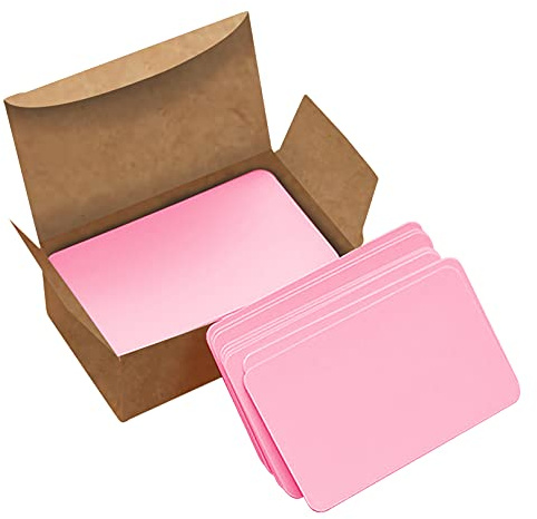 VANRA 300 tarjetas de índice en blanco pequeñas de 3.5 x 2 pulgadas, tarjetas de estudio, tarjetas de regalo de mensaje de palabra, etiquetas de papel kraft (rosa, 300 unidades)