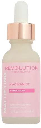 Revolution Skincare Make Up Primer, Niacinamid Serum, Mattierende & ölkontrollierende Grundierungstropfen, Reduziert Rötungen, Vegan & Tierversuchsfrei, 30ml