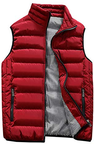 Feiairuike Men's Outdoor Casual Stand Collar Outwear Padded Vest Coats