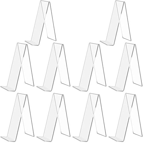 SWAWIS 10 Pezzi Fermalibri in Acrilico Trasparente da Tavolo 15,5 x 11,5 x 5 cm, Supporto per Libri Acrilico